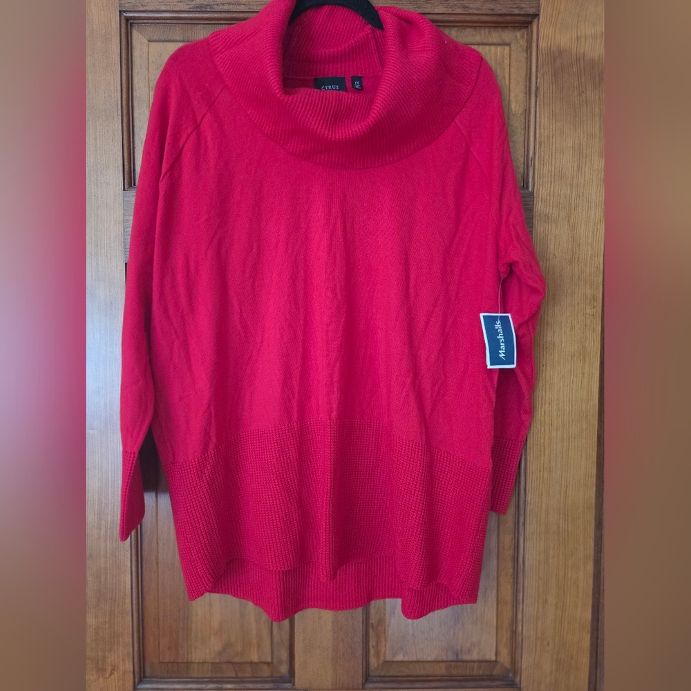 Cyrus Vibrant Red Cowl Neck Sweater